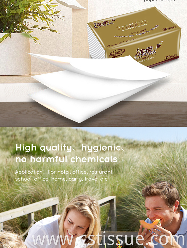 Factory Wholesale White Color 100 % Virgin Pulp 3 Ply Soft Pack Facial Tissue Paper